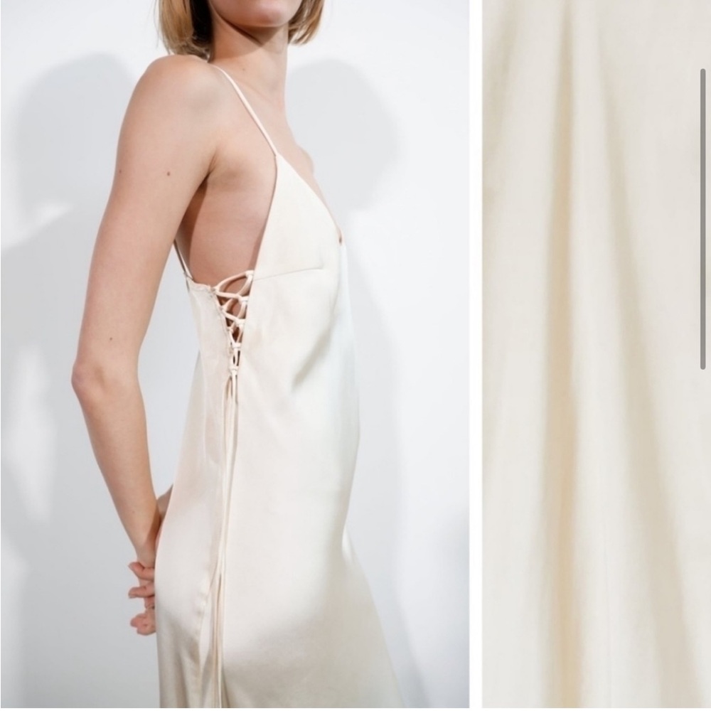 NWT Zara Satin Effect V-neck Midi Maxi Slip Dress